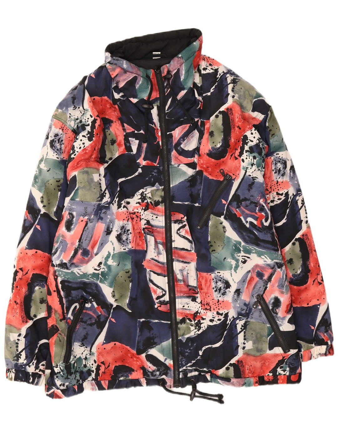 Jaqueta corta-vento masculina vintage com padrão abstrato UK 42 XL multicolorida