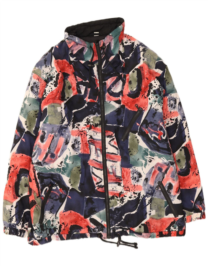 Jaqueta corta-vento masculina vintage com padrão abstrato UK 42 XL multicolorida