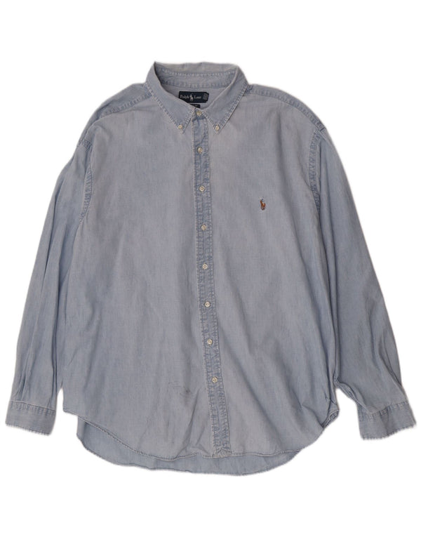 Ralph Lauren Camisa masculina clássica de ajuste 3XL algodão azul
