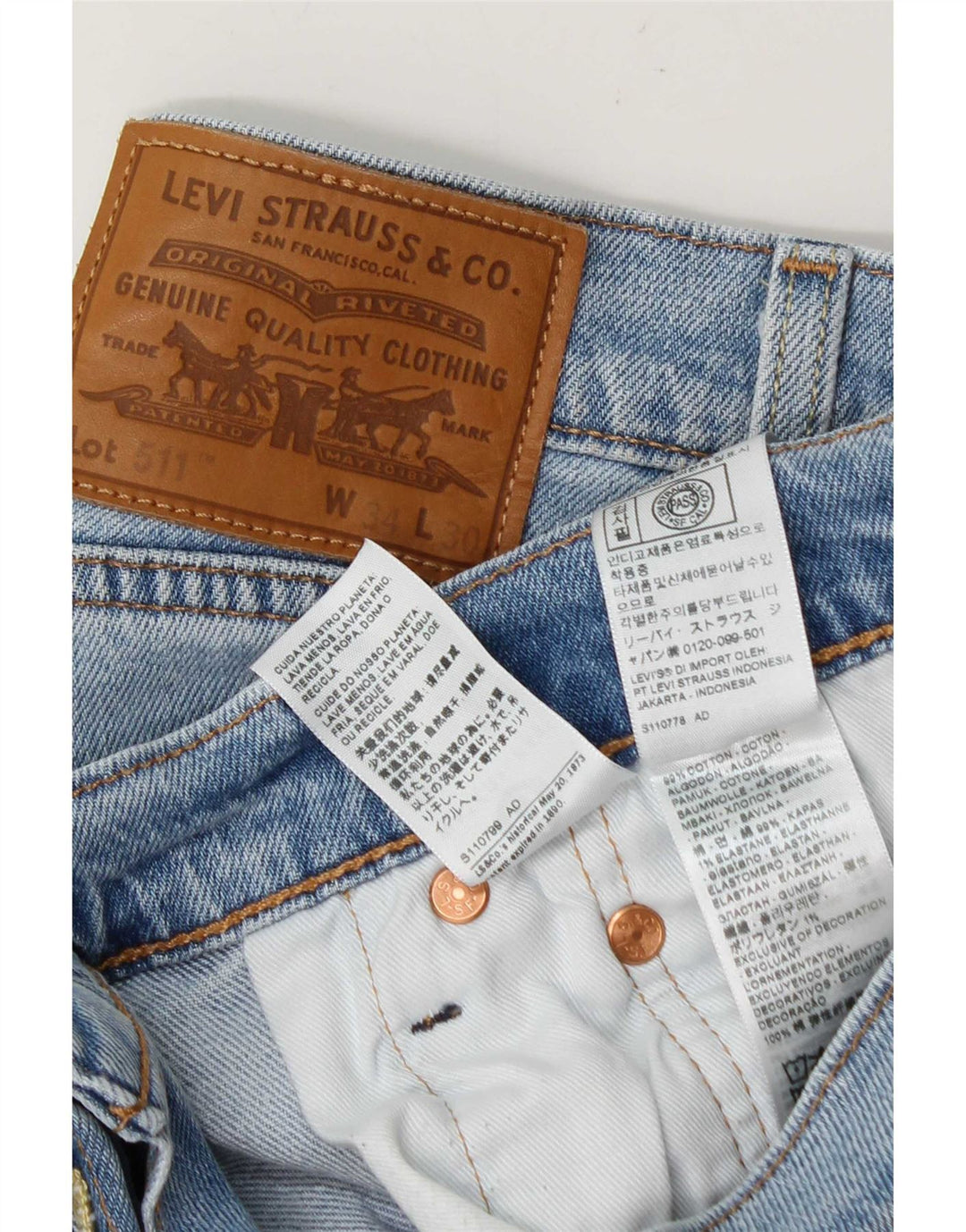 Calça Jeans Levis 511 Slim Masculina W34 L30 Azul Algodão
