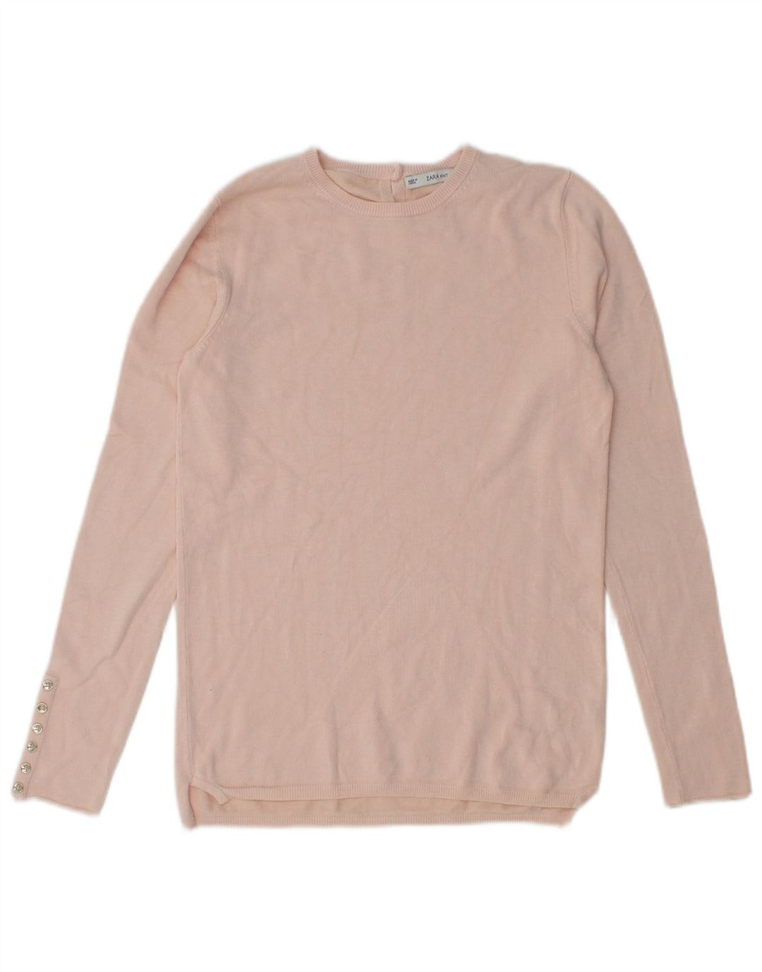 Suéter feminino Zara com gola redonda, Reino Unido 12 rosa médio