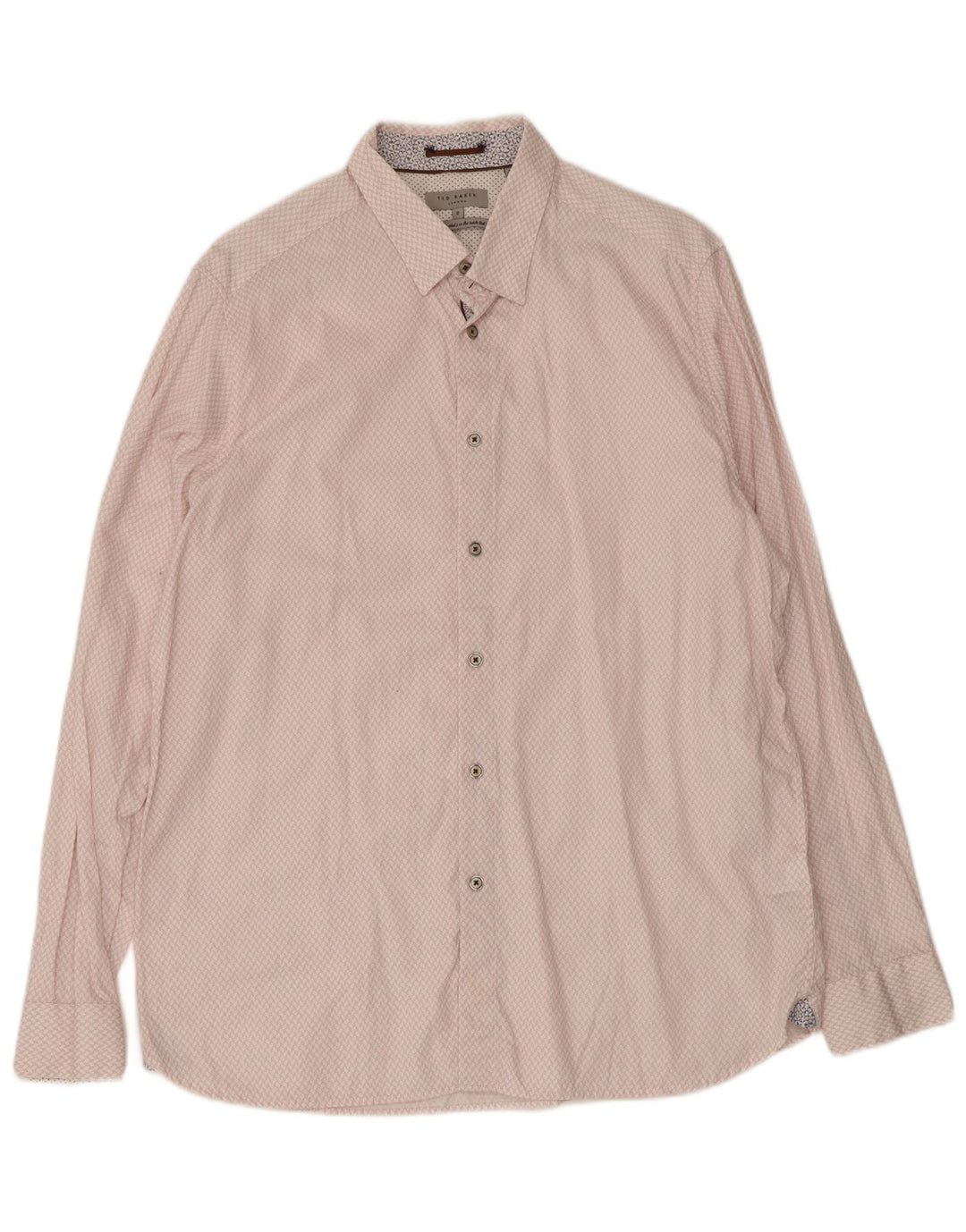 Camisa masculina Ted Baker tamanho 6 2XL algodão geométrico rosa