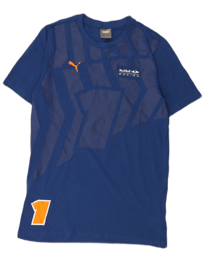 Camiseta masculina Puma Red Bull Graphic Top pequeno algodão geométrico azul