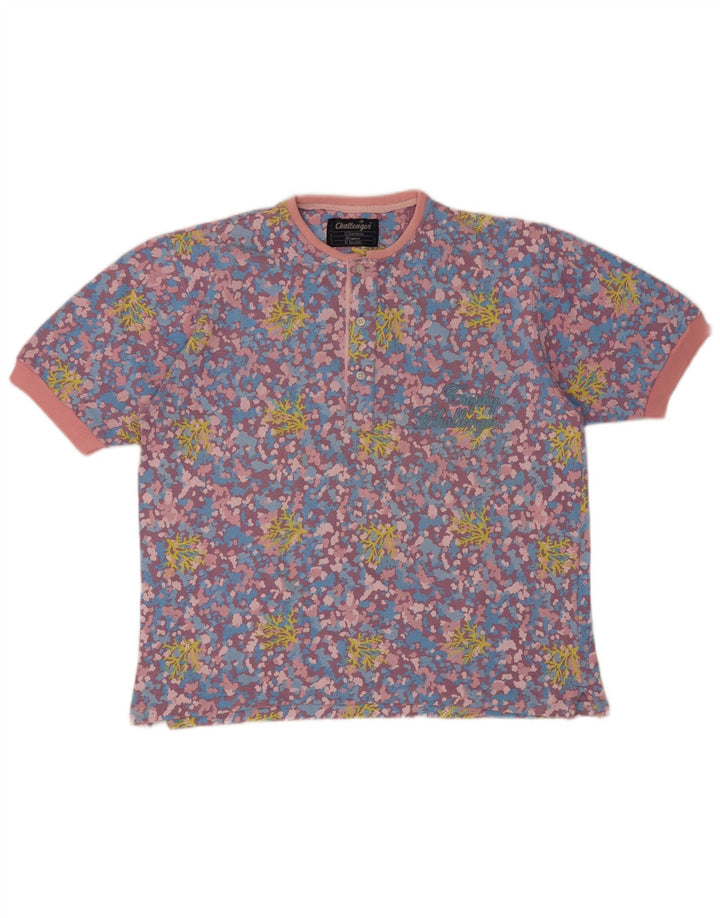 Camiseta masculina Challenger Top XL de algodão floral multicolorido