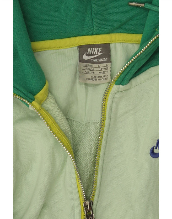 NIKE Womens Zip Neck Hoodie Jumper US 8/10 Medium Green Colourblock Cotton Vintage Nike and Second-Hand Nike from Messina Hembry 