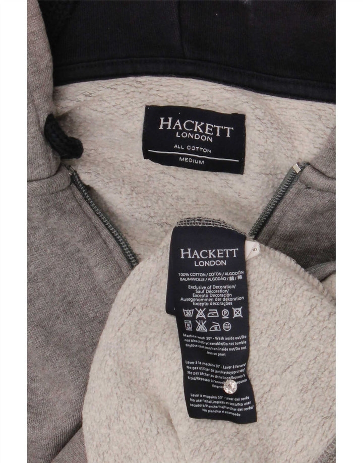 Suéter masculino com capuz e zíper Hackett algodão cinza médio