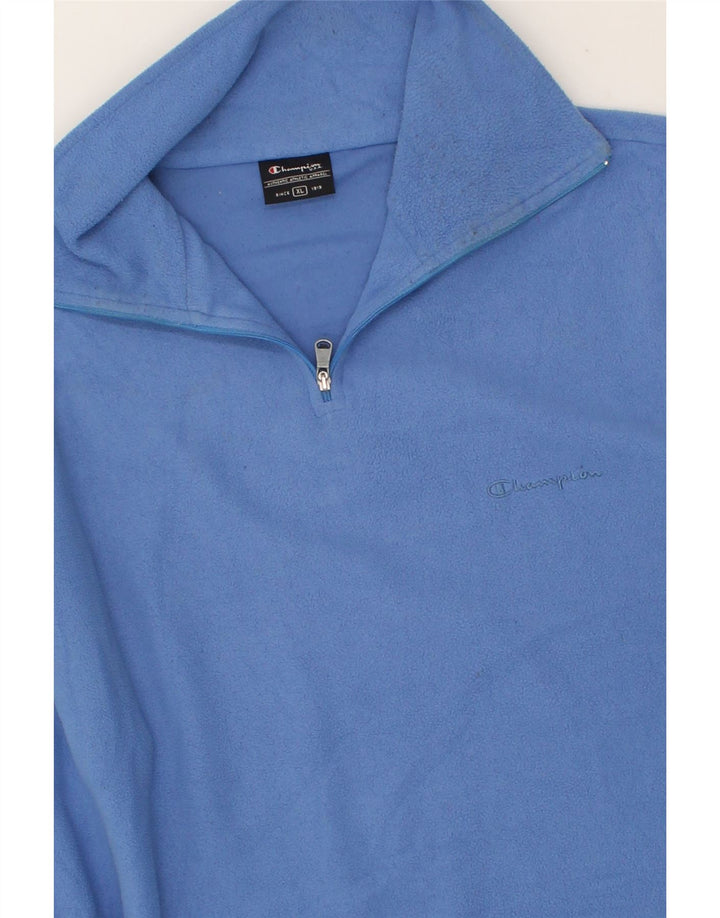 CHAMPION Mens Zip Neck Fleece Jumper XL Blue Polyester Vintage Champion and Second-Hand Champion from Messina Hembry 