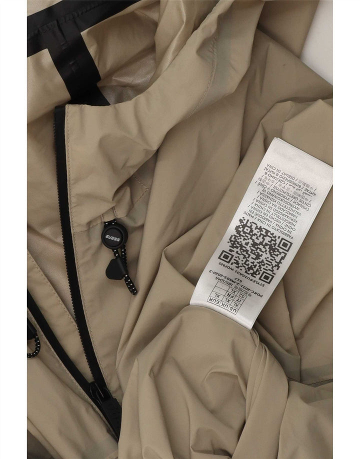 Jaqueta de chuva masculina com capuz Guess UK 42 XL polietileno bege