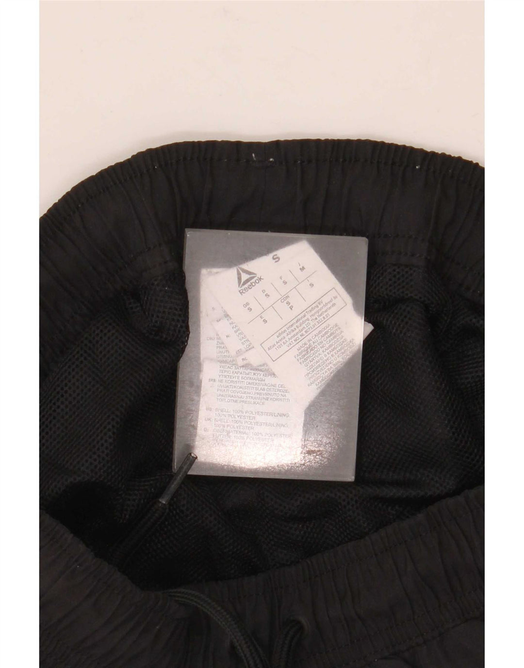 Shorts esportivos gráficos masculinos Reebok pequeno poliéster preto