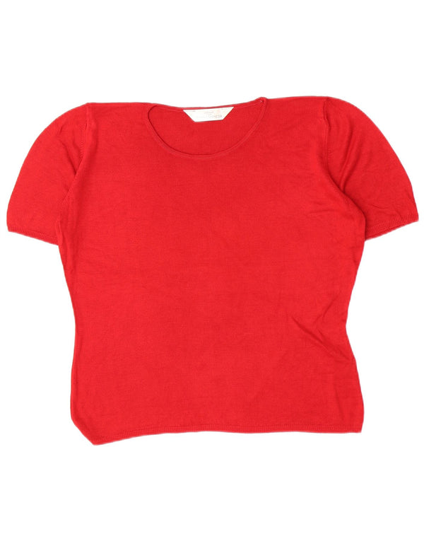 Camiseta feminina Marks & Spencer UK 14 grande viscose vermelha