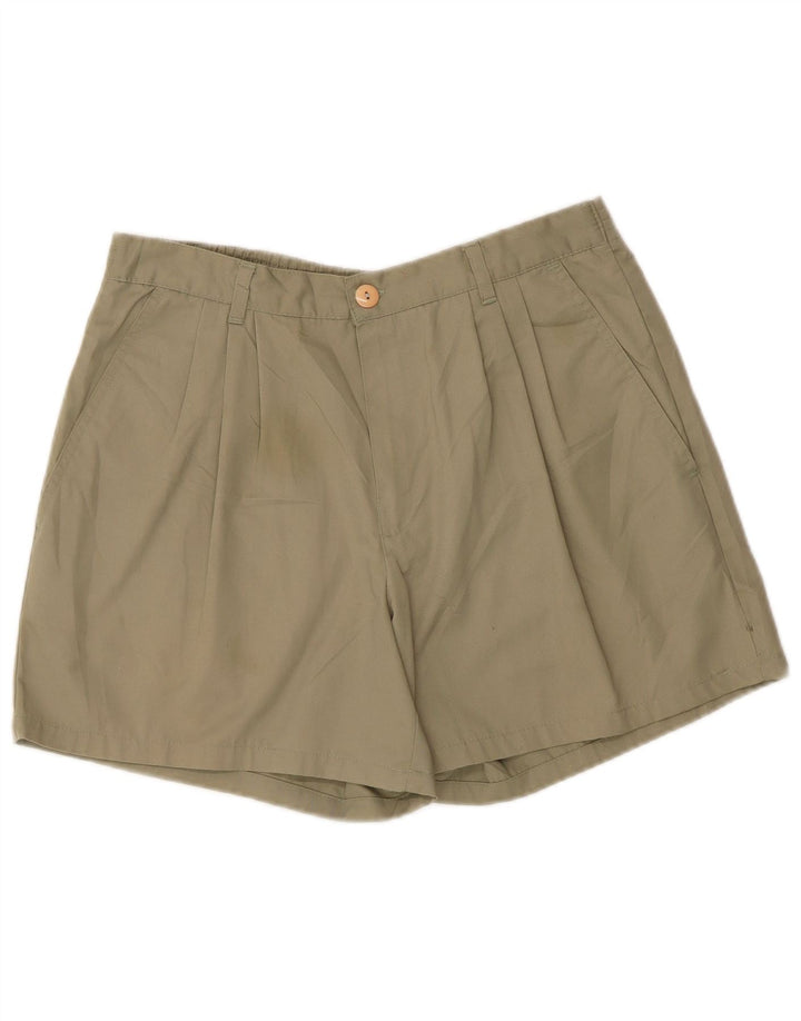 Shorts Chino Pegged Feminino Vintage IT 46 Grande W32 Khaki Poliéster