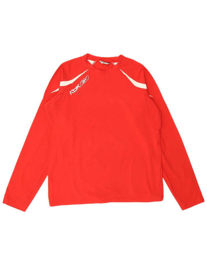 REEBOK Top gráfico masculino manga comprida pequeno algodão colorblock vermelho