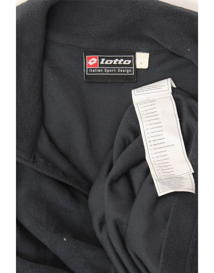 LOTTO Suéter masculino de lã com zíper e gola grande poliéster azul marinho