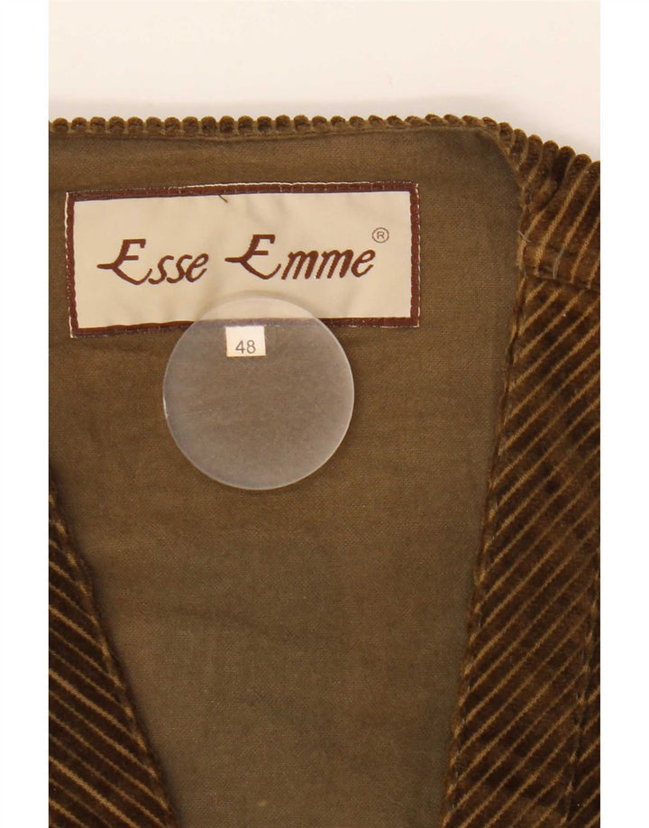 ESSE EMME Mens Corduroy Gilet IT 48 Algodão Cáqui Médio