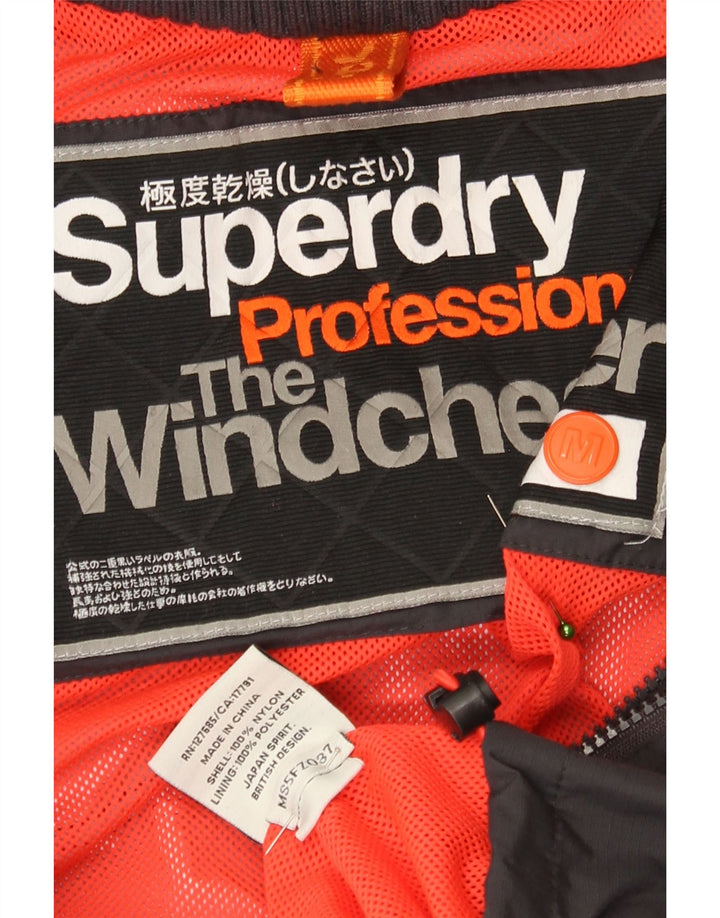 Superdry Womens The Windcheater Graphic Bomber Jacket UK 14 Médio Preto