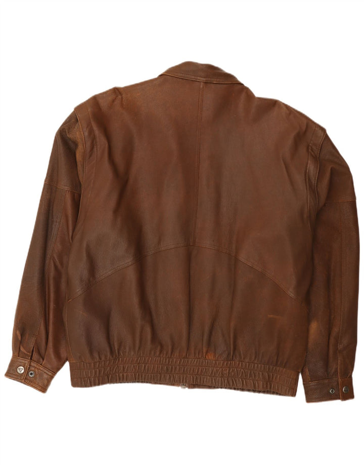 Jaqueta de couro bomber masculina Herrford EU 54 2XL couro marrom