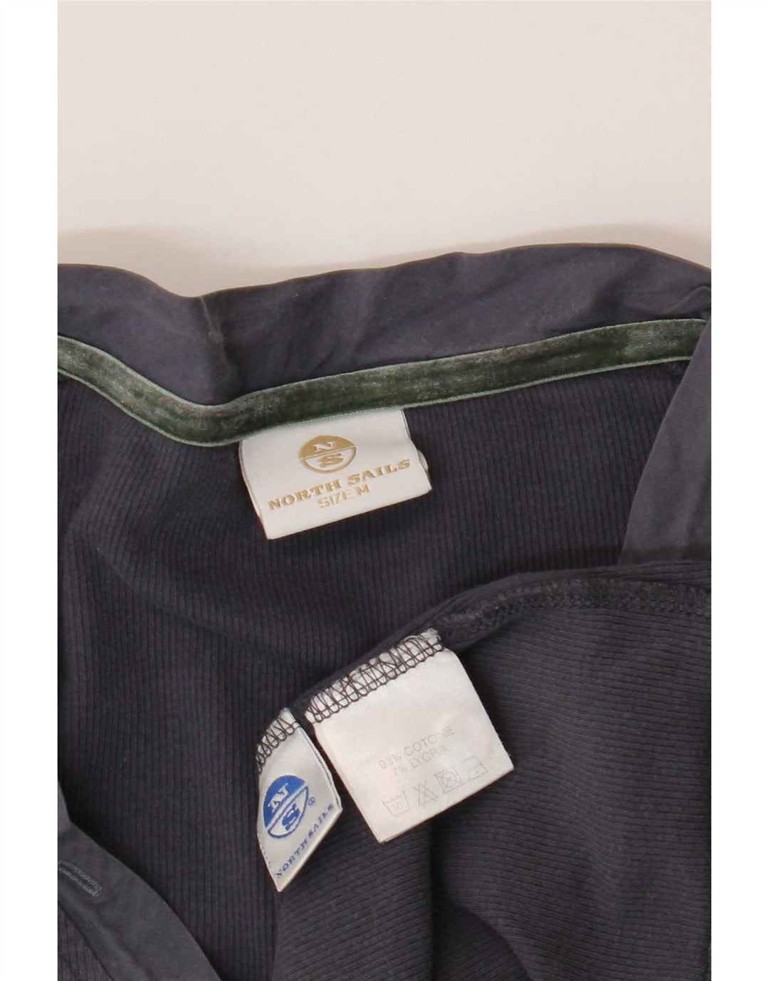Top feminino North Sails manga comprida UK 12 algodão azul marinho médio