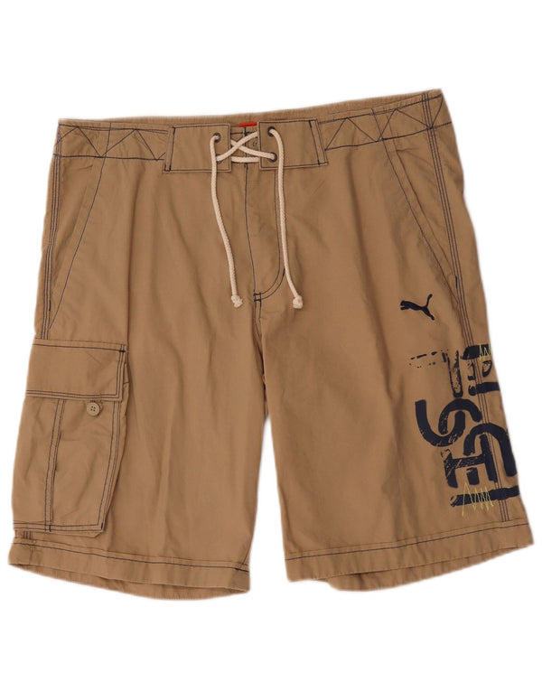 Puma Mens Graphic Cargo Shorts Médio W32 Algodão Marrom