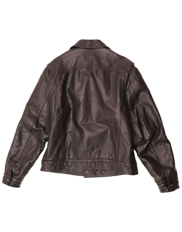 Jaqueta de couro masculina vintage UK 40 grande preta