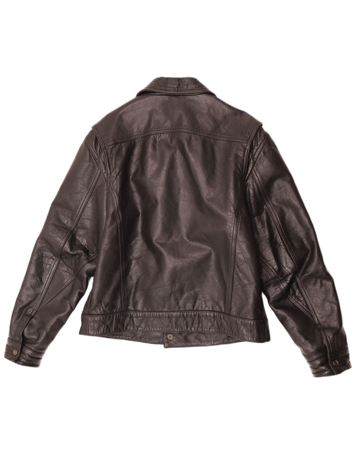 Jaqueta de couro masculina vintage UK 40 grande preta