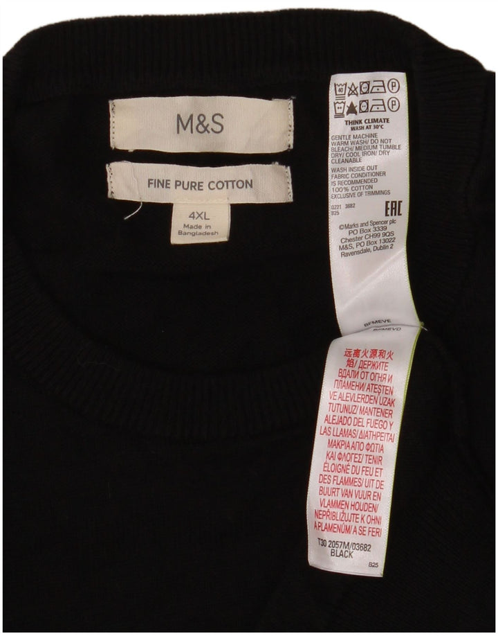 Suéter masculino Marks & Spencer com gola redonda 4XL algodão preto
