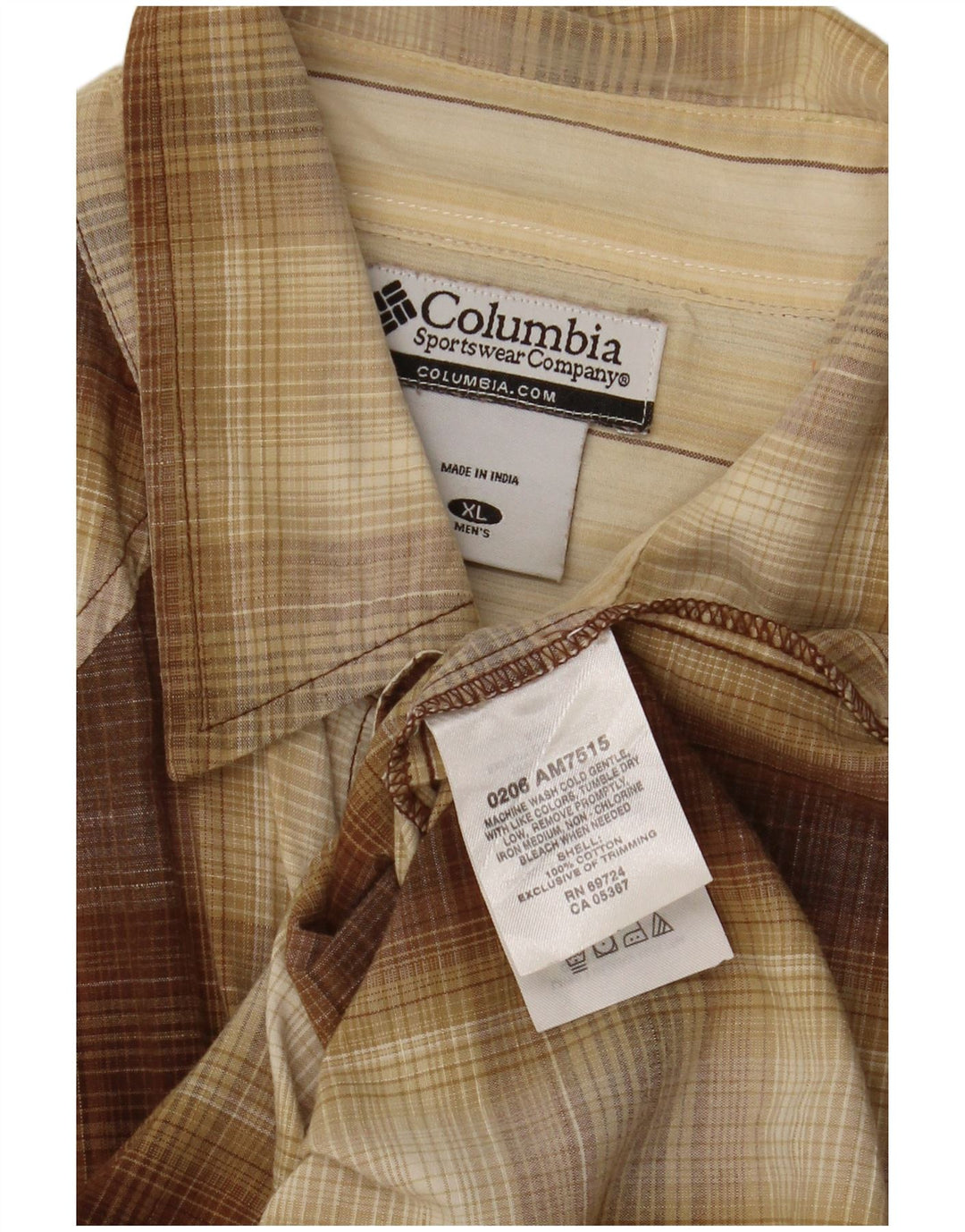 Camisa masculina Columbia XL marrom xadrez algodão