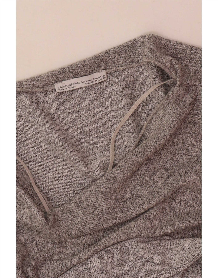Zara Top feminino oversized manga comprida UK 14 cinza médio manchado