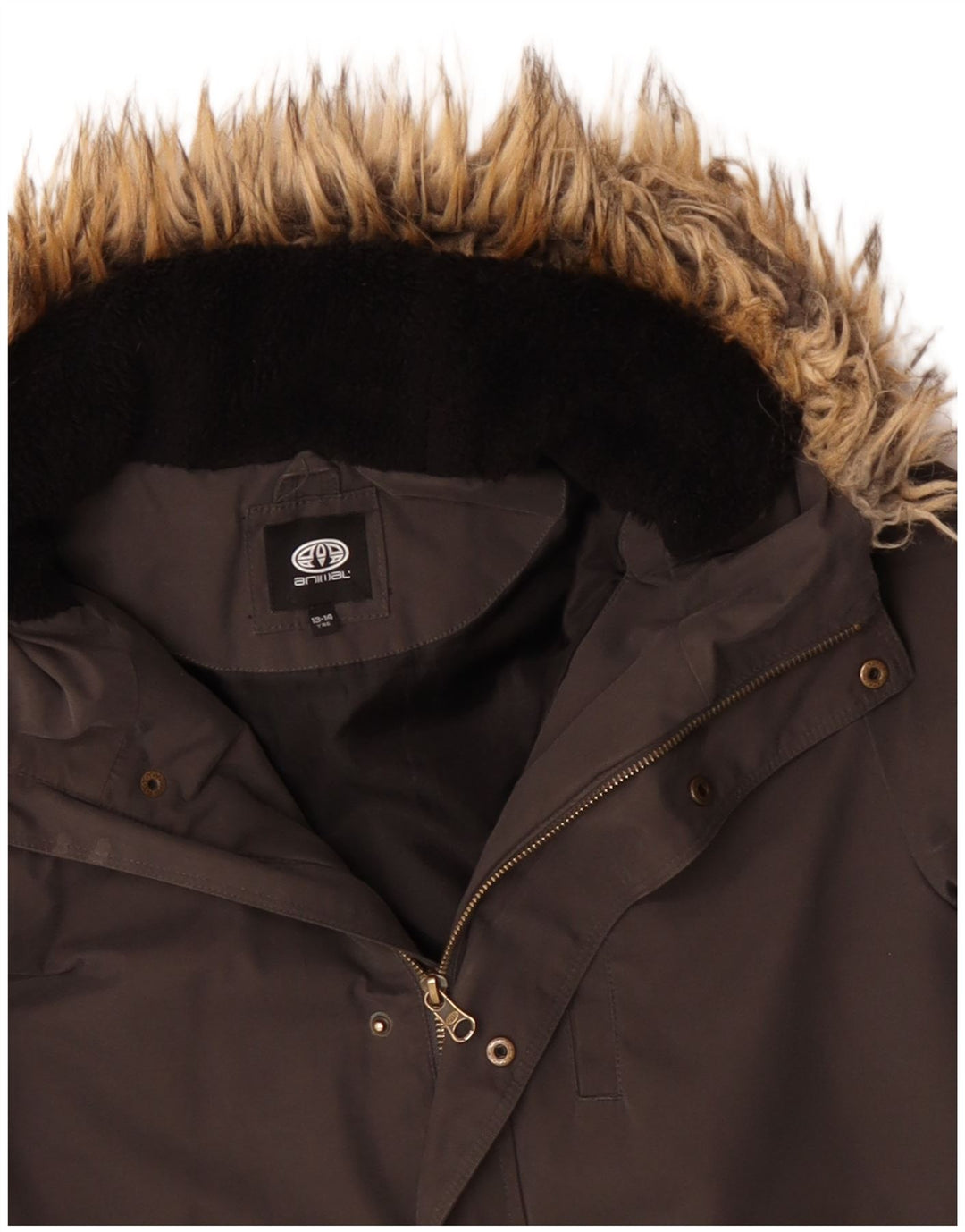 Jaqueta Parka com capuz Animal Boys 13-14 anos cinza