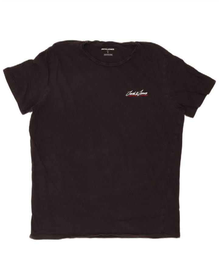 Camiseta masculina JACK & JONES grande algodão preto