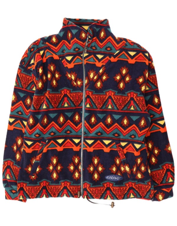 Jaqueta de lã masculina Polartec UK 40 grande poliéster geométrico multicolorido