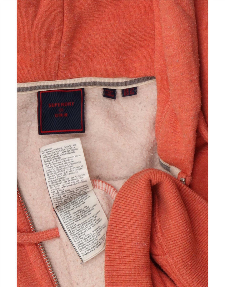 Suéter feminino Superdry com capuz e zíper grande UK 12 algodão laranja médio