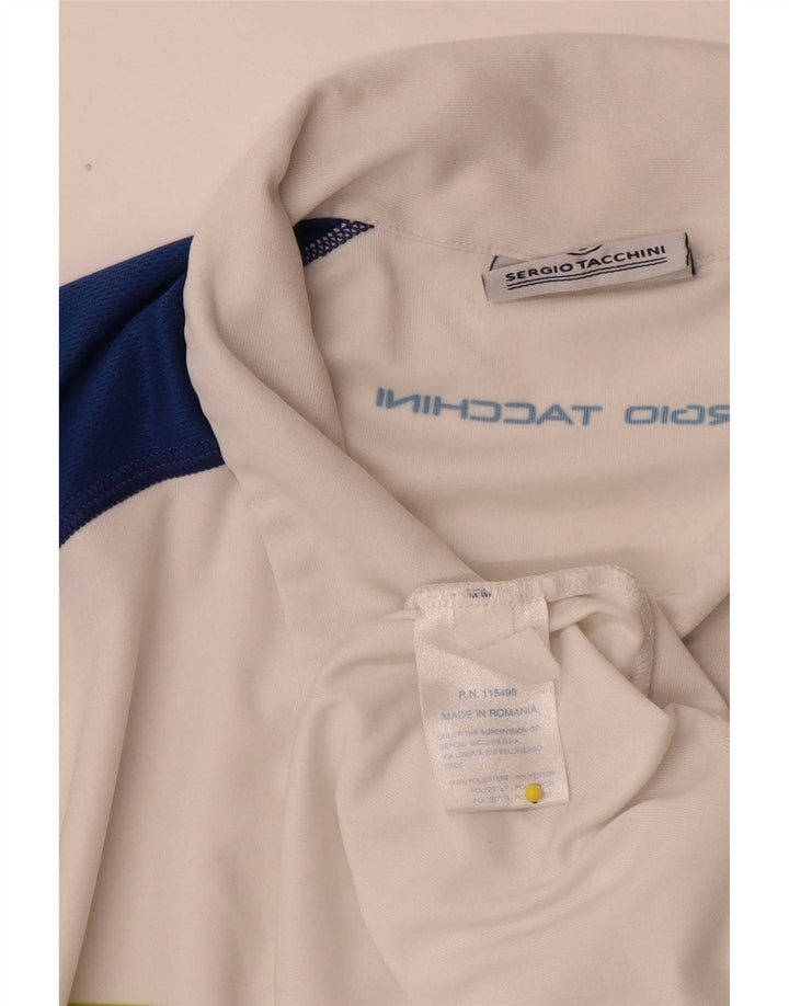 Camisa pólo masculina Sergio Tacchini grande poliéster colorblock branco