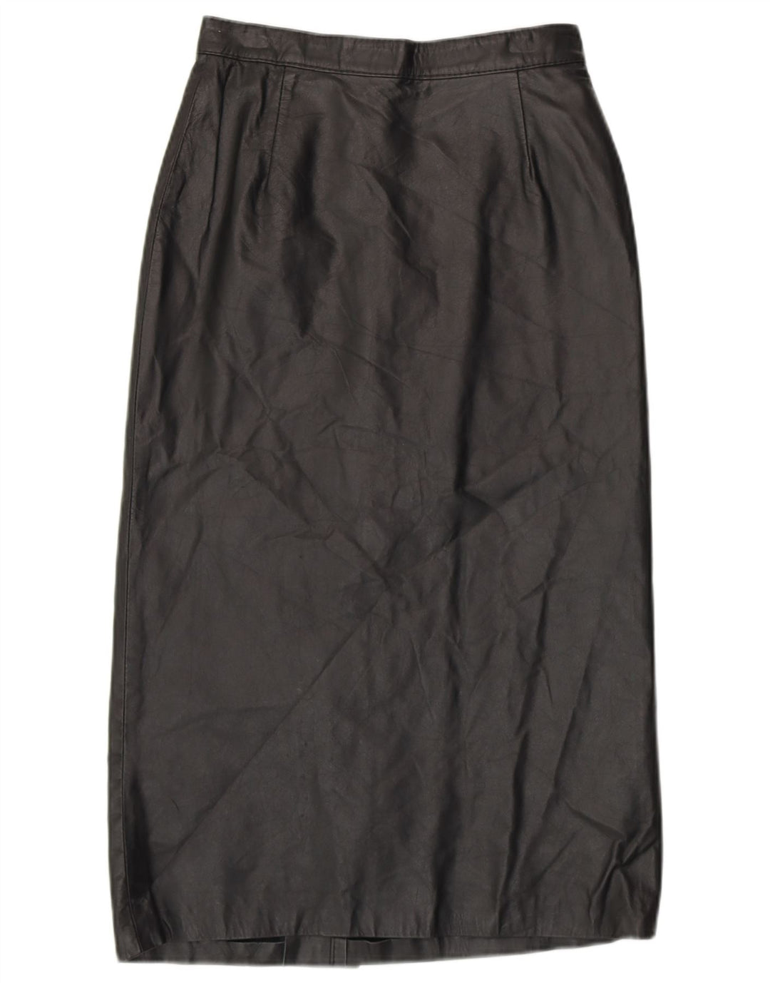 Saia de couro de cintura alta feminina vintage EU 42 couro preto grande