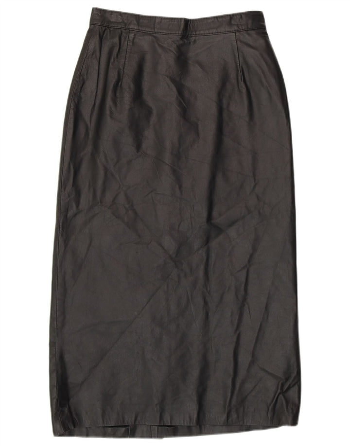 Saia de couro de cintura alta feminina vintage EU 42 couro preto grande