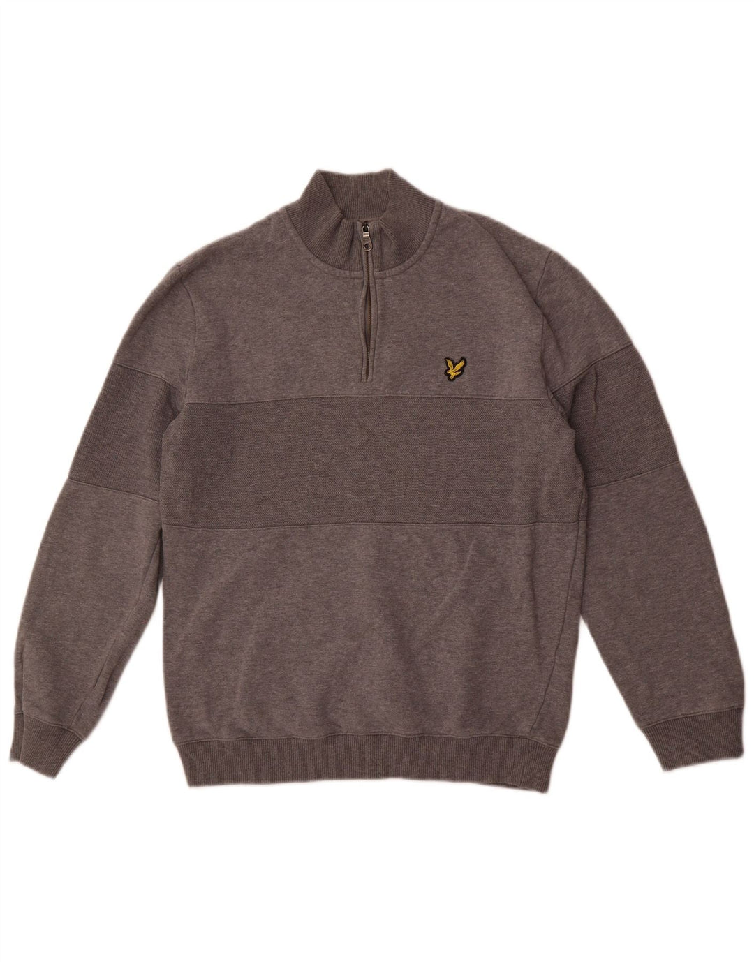 Moletom masculino Lyle & Scott com zíper e gola em algodão colorblock cinza médio