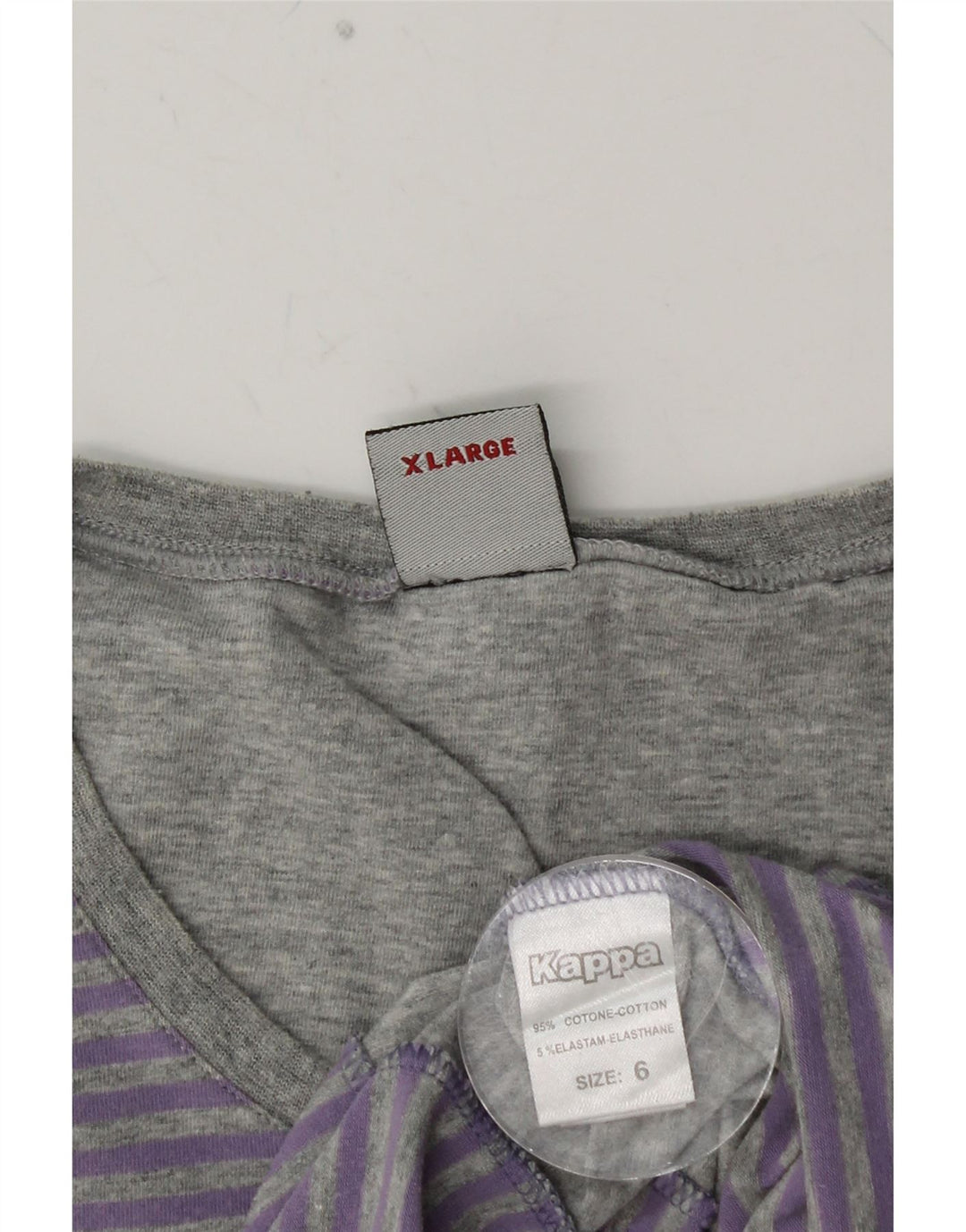 Camiseta masculina KAPPA Top XL algodão listrado roxo