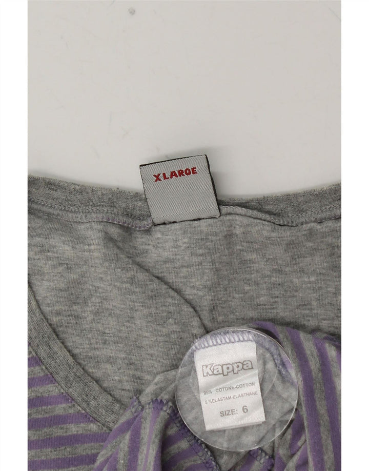 Camiseta masculina KAPPA Top XL algodão listrado roxo