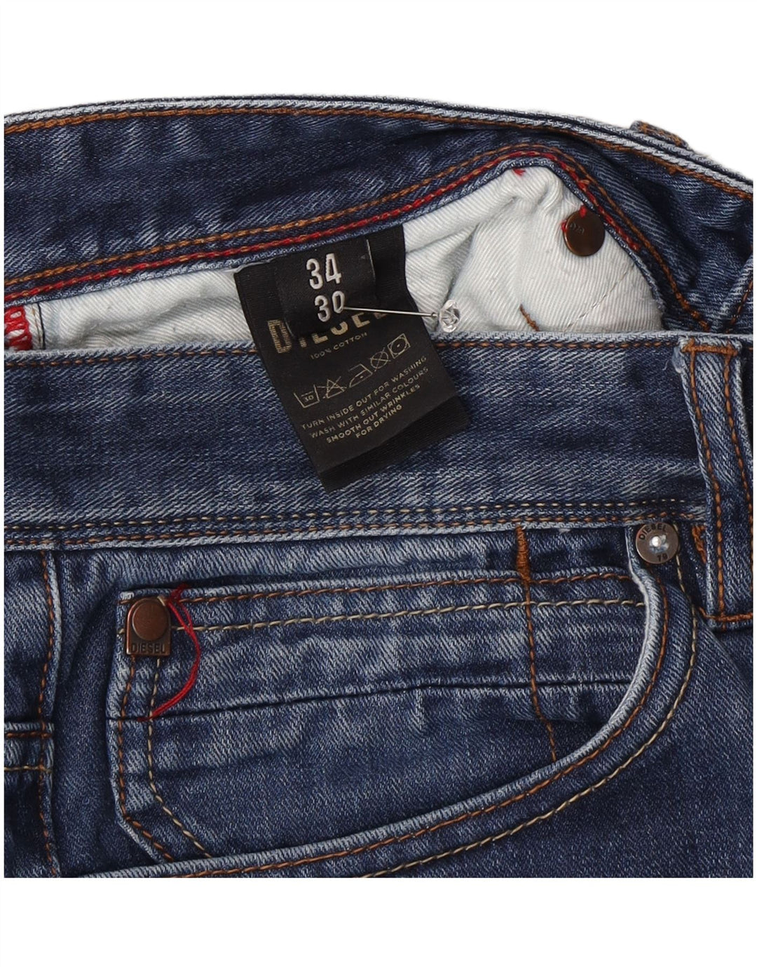 Jeans retos masculinos Diesel W34 L30 algodão azul