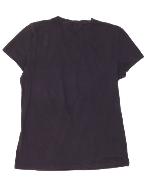Camiseta feminina Tommy Hilfiger UK 10 pequena algodão azul marinho