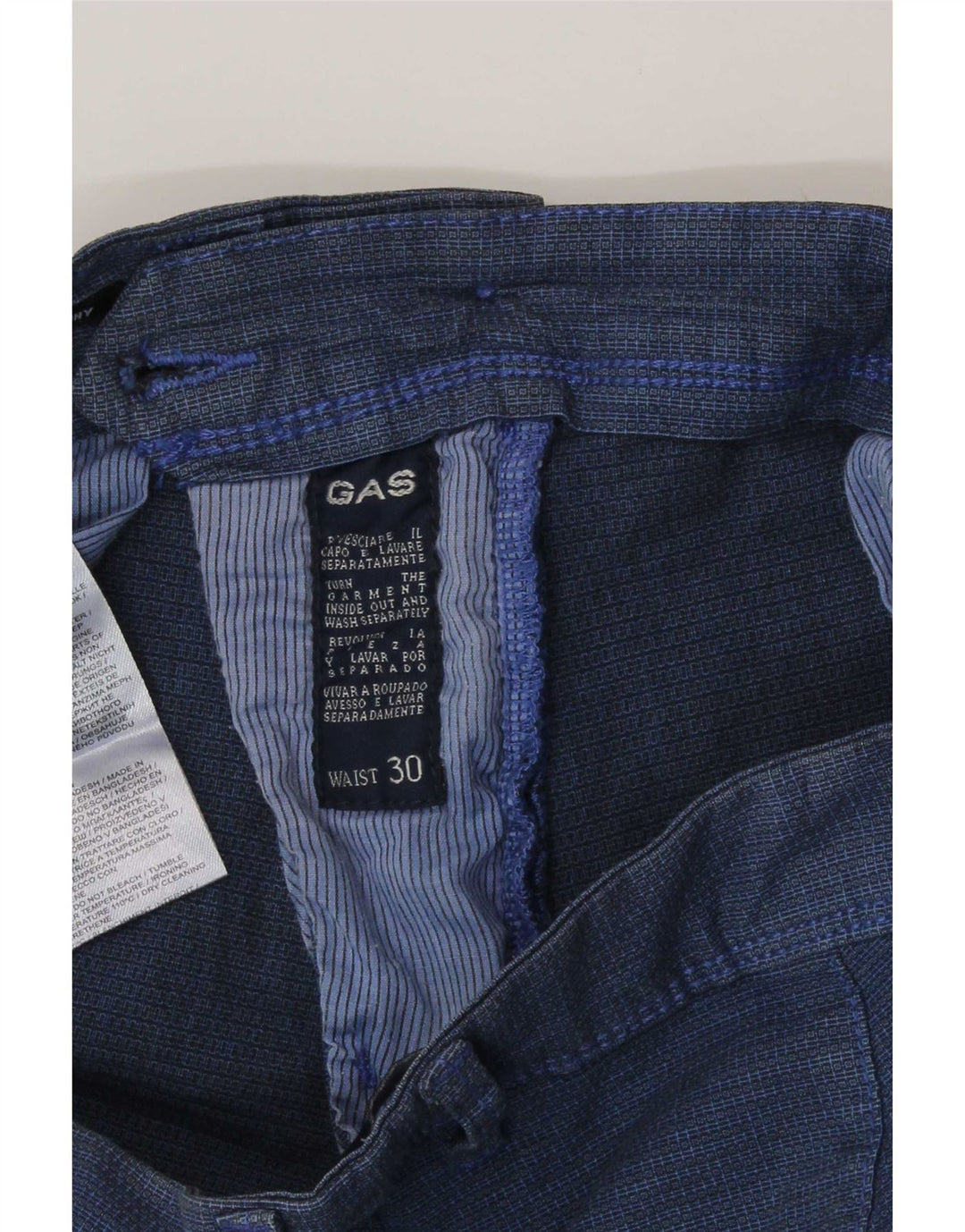 Gas Mens Chino Shorts W30 Médio Algodão Azul Marinho