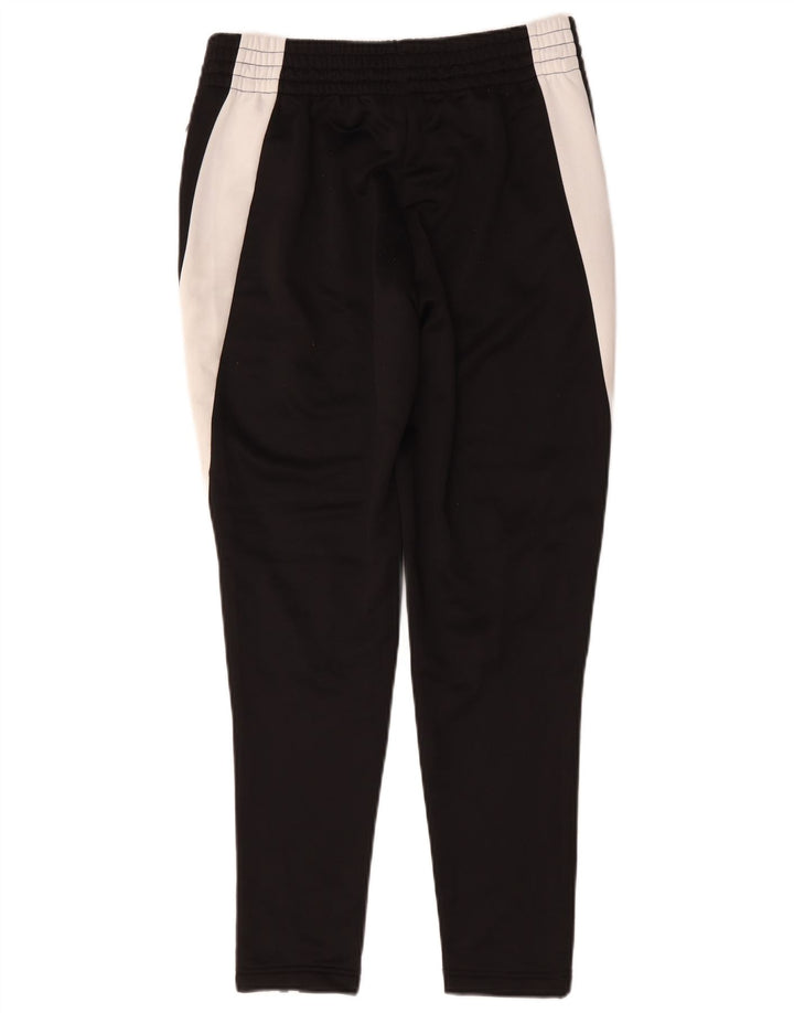 Calça de treino feminina Adidas UK 10 pequena preta colorblock poliéster