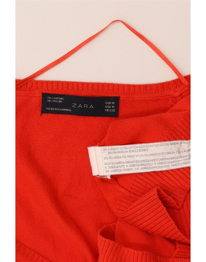 Suéter cardigã feminino Zara Reino Unido 12 algodão vermelho médio