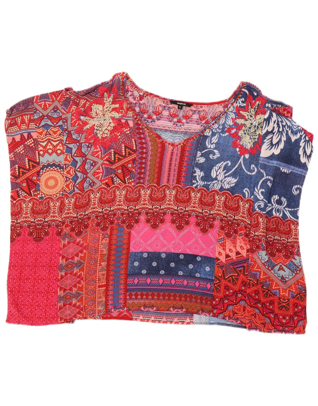 Blusa poncho feminina Desigual, 10 pequenos retalhos multicoloridos