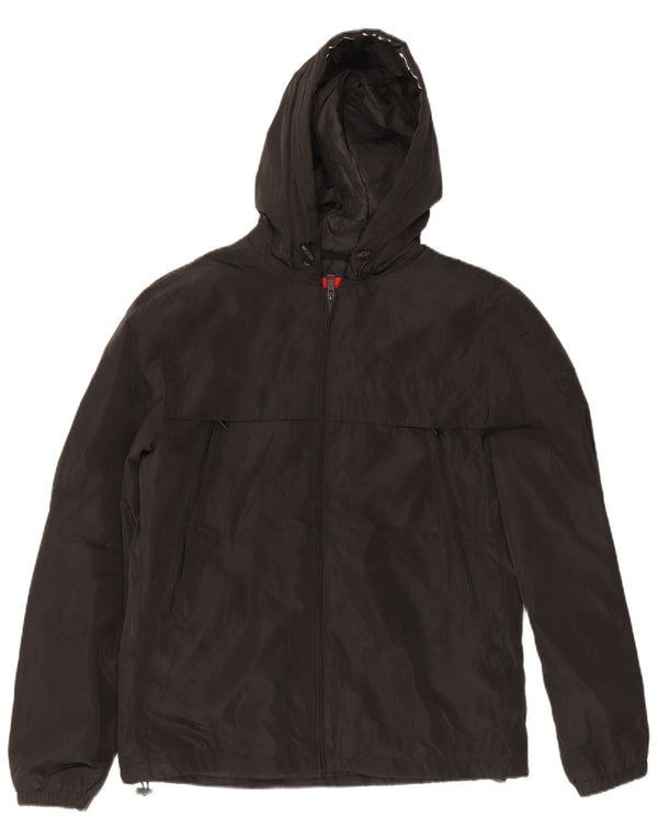 Jaqueta de chuva masculina com capuz Guess UK 40 grande poliéster preto