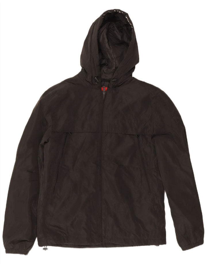 Jaqueta de chuva masculina com capuz Guess UK 40 grande poliéster preto