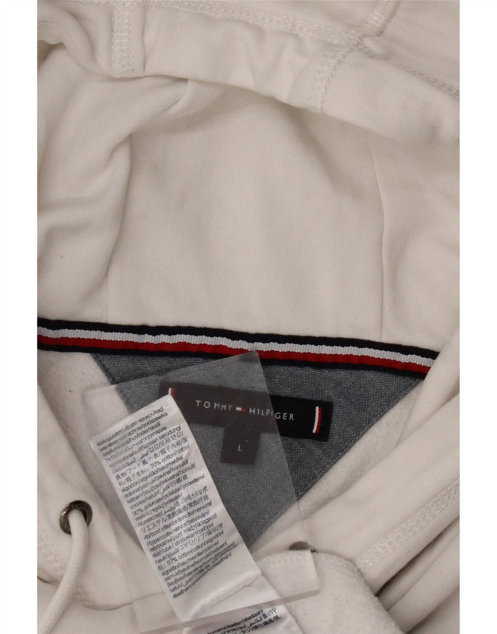 Suéter masculino com capuz gráfico TOMMY HILFIGER grande algodão branco