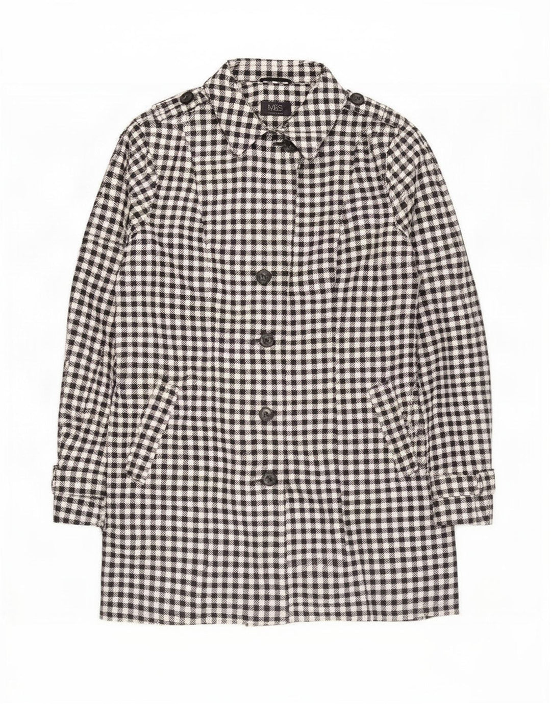 Casaco impermeável feminino Marks & Spencer UK 22 3XL preto houndstooth poliéster