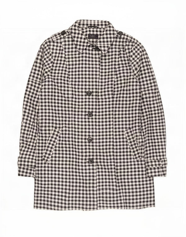 Casaco impermeável feminino Marks & Spencer UK 22 3XL preto houndstooth poliéster