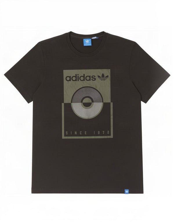 Adidas Mens Graphic T-Shirt Top Médio Algodão Preto