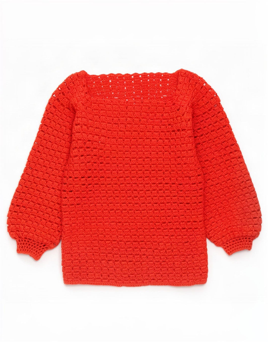 Suéter feminino vintage transparente com gola canoa Reino Unido 12 vermelho médio